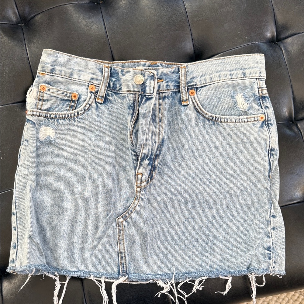 Mango Light Blue Denim Skirt